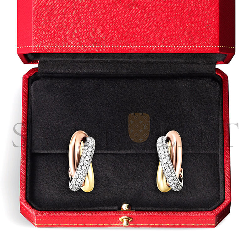 CARTIER TRINITY EARRINGS, CLASSIC MODEL, SEMI-PAVED B8031900
